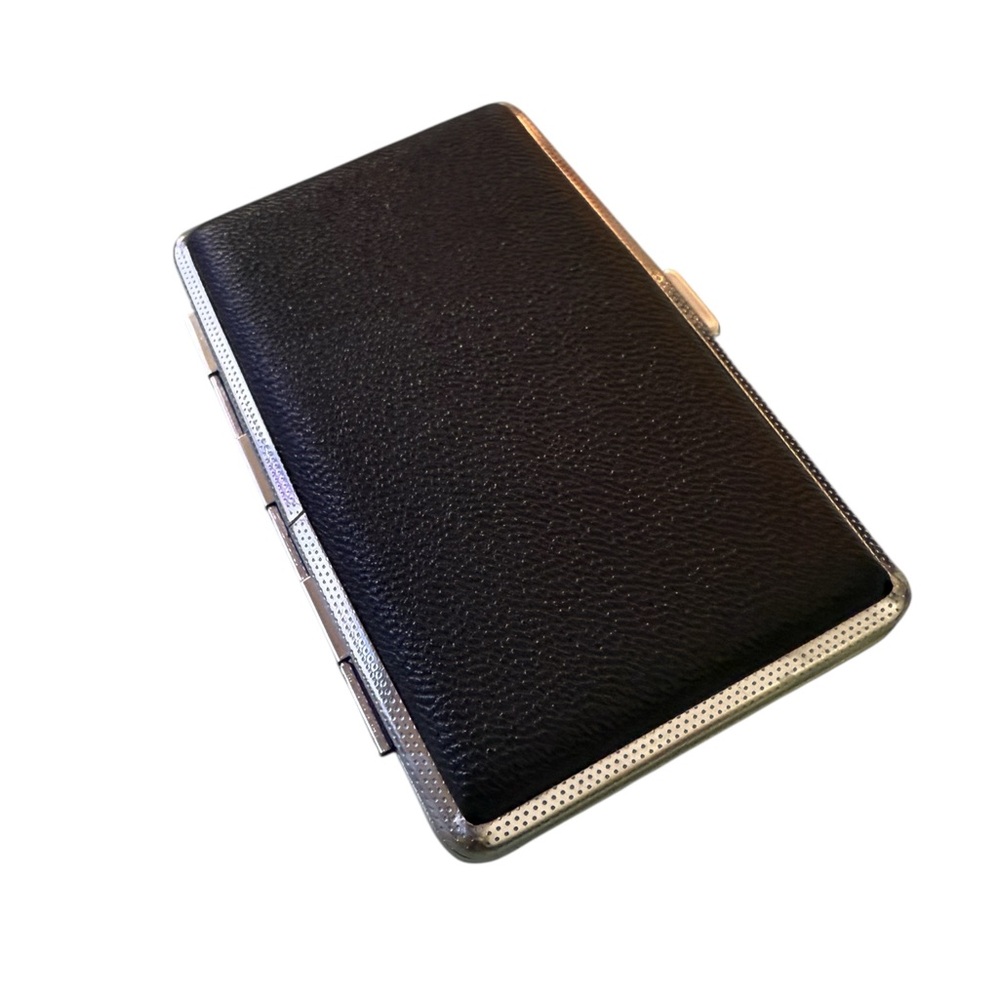 Unisex Black Faux Leather Business Card Cigarette Holder Case